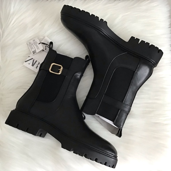ZARA Leather Ankle Boots With Buckle New With Tag - Picture 10 of 14